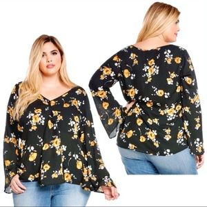 Sold FLORAL PRINT V-NECK GEORGETTE BLOUSE